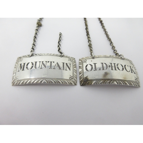 9 - A pair of Georgian silver Labels, Mountain and Old Hock, maker: S. Drinkwater