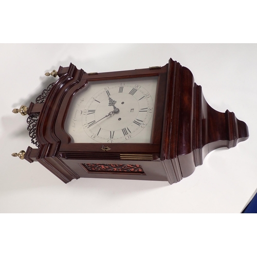 533 - A fine George III hooded striking Wall Clock by Alexander Cumming, London, having shaped arched silv... 