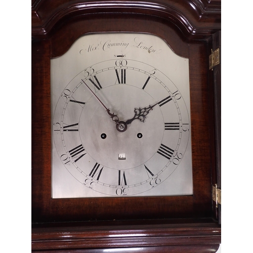 533 - A fine George III hooded striking Wall Clock by Alexander Cumming, London, having shaped arched silv... 