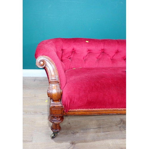 646 - A 19th Century Chesterfield Settee in the manner of Gillows with button back upholstery with scroll ... 