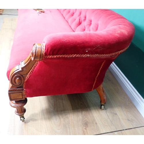 646 - A 19th Century Chesterfield Settee in the manner of Gillows with button back upholstery with scroll ... 