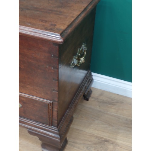 568 - An 18th Century mahogany Mule Chest with brass studded hinged lid above lower drawer mounted on shap... 