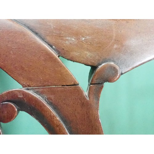 698 - A pair of Georgian mahogany Armchairs, each with shaped top rail, scroll carved pierced splat back, ... 