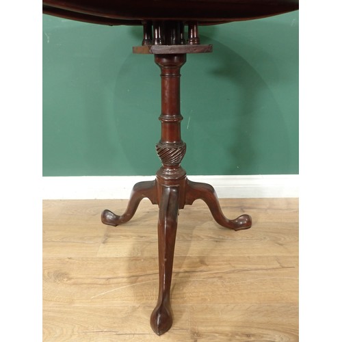 706 - A Georgian mahogany Pillar Table, the circular top with birdcage support raised on turned column and... 