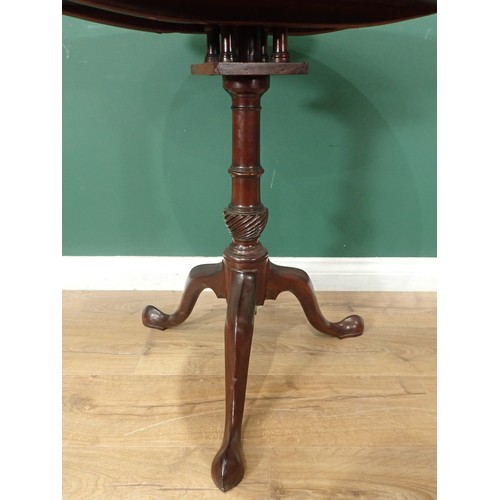 706 - A Georgian mahogany Pillar Table, the circular top with birdcage support raised on turned column and... 