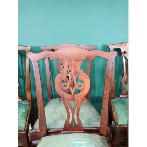 705 - A Harlequin set of eight Georgian mahogany Dining Chairs with shaped top rails, pierced splat backs,... 