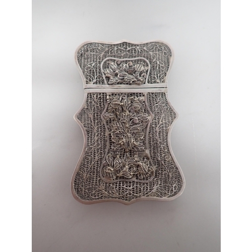 73 - A Chinese filigree silver Card Case with dragon design