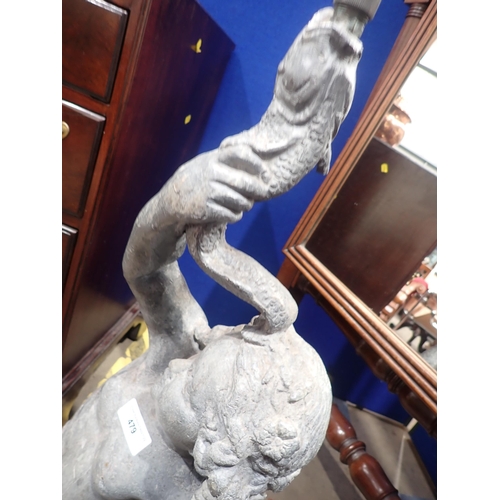 479 - A lead Garden Water Feature in the form of a maiden holding a fish, 2ft 8in H