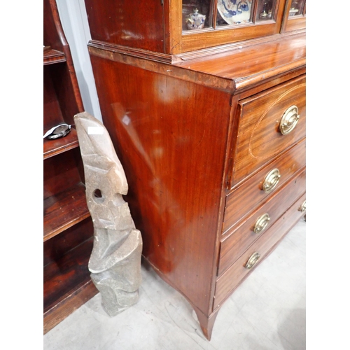 635 - An early 19th Century mahogany Secretaire Bookcase, the fitted drawer with oval inlaid decoration, o... 