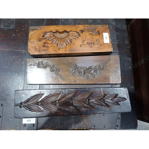 518 - Seven 19th Century box wood Plaster Moulds with floral swags, leafage, etc, 10-16in