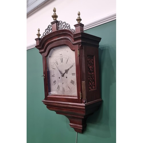 533 - A fine George III hooded striking Wall Clock by Alexander Cumming, London, having shaped arched silv... 