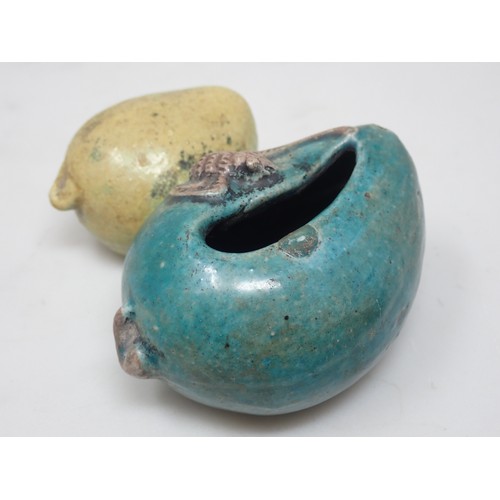 416A - A group of 19th Century Chinese Calligraphy items including a ceramic Water Dropper in the form of t... 