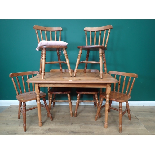 484 - A modern pine kitchen Table and six Chairs