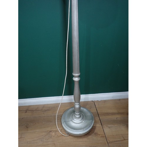 438 - A silver painted Standard Lamp ( Failed PAT Test)and shade and a quantity of Lampshades