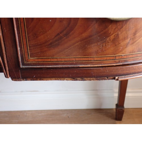 441 - A 19th Century mahogany Sideboard with satinwood crossbanding fitted drawers and a cupboard and rais... 