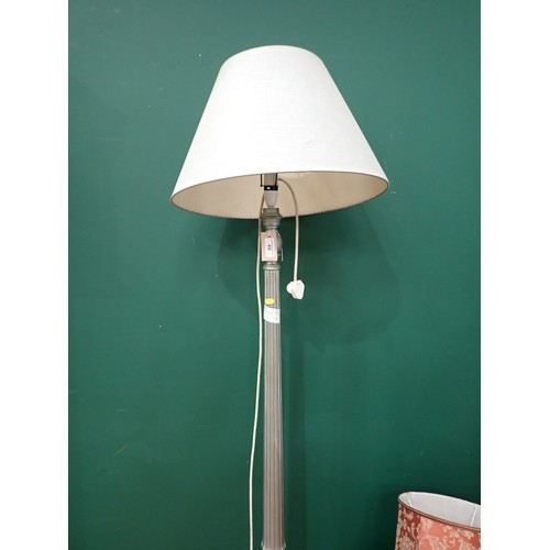 438 - A silver painted Standard Lamp ( Failed PAT Test)and shade and a quantity of Lampshades