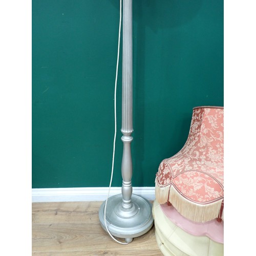 438 - A silver painted Standard Lamp ( Failed PAT Test)and shade and a quantity of Lampshades