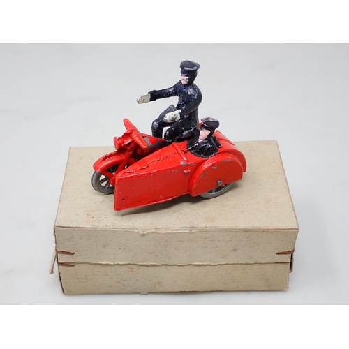 243 - An early English diecast Model of a Motorcycle and Sidecart