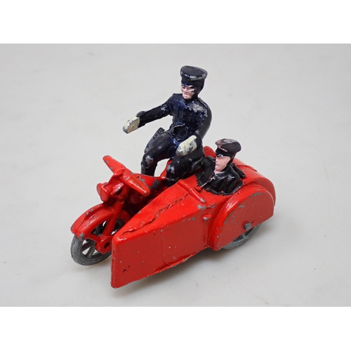 243 - An early English diecast Model of a Motorcycle and Sidecart