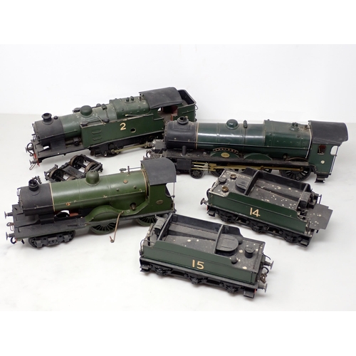 318 - Three scratch built 0 gauge clockwork Locomotives including 4-6-0 'Valiant', 4-4-0 with tender and 4... 