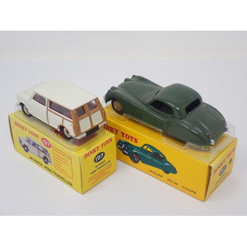 186 - A boxed Atlas Dinky Toys No.157 Jaguar XK120 and a No.197 Morris Mini-Traveller