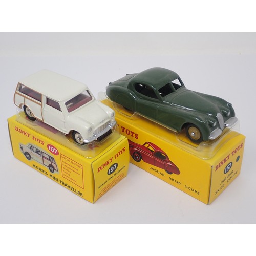 186 - A boxed Atlas Dinky Toys No.157 Jaguar XK120 and a No.197 Morris Mini-Traveller