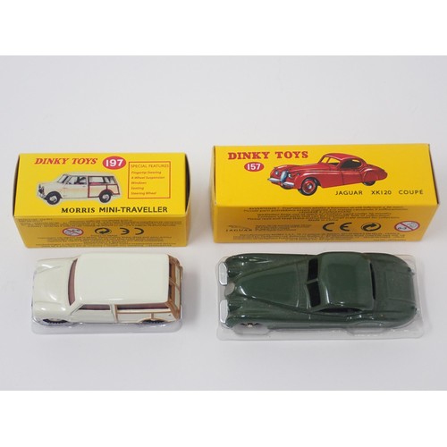 186 - A boxed Atlas Dinky Toys No.157 Jaguar XK120 and a No.197 Morris Mini-Traveller