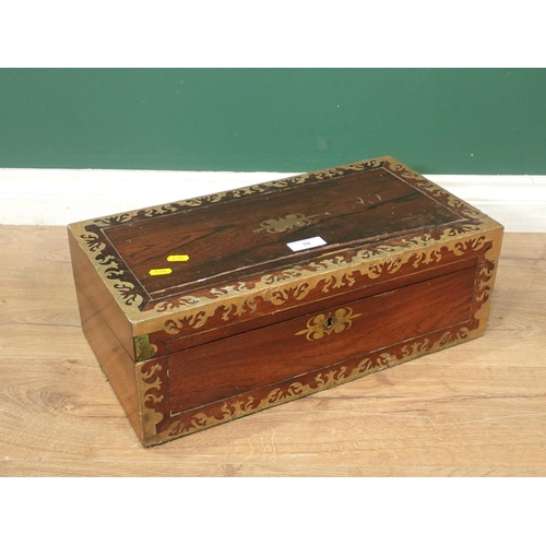 10 - A Regency rosewood and brass inlaid Writing Slope, 1ft 8in W A/F