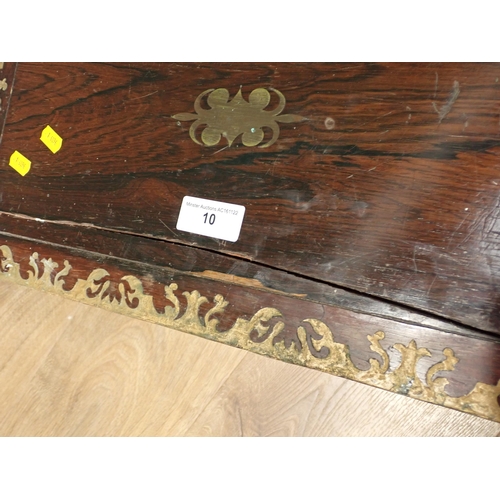 10 - A Regency rosewood and brass inlaid Writing Slope, 1ft 8in W A/F