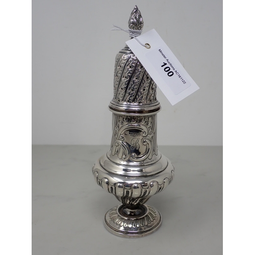 100 - A George V silver Sugar Caster with gadroon embossing, Sheffield 1910