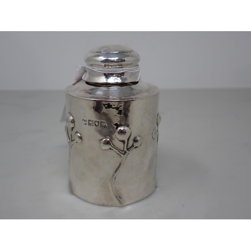 101 - An Edward VII silver Tea Caddy with mistletoe embossing, London 1905