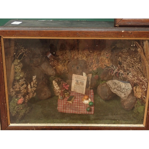 15 - Three diorama Cases depicting teddy bear picnics, 11 x 16in