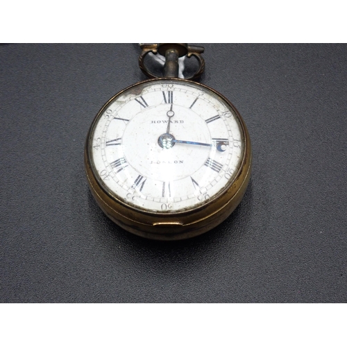 151 - A late 18th Century pair cased Pocket Watch by HOWARD, London, the white enamel dial with roman nume... 