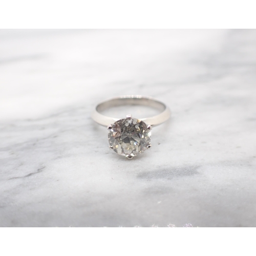 168 - A Diamond single stone Ring set old-cut stone, 2.34cts, in six claw mount stamped PT, ring size K