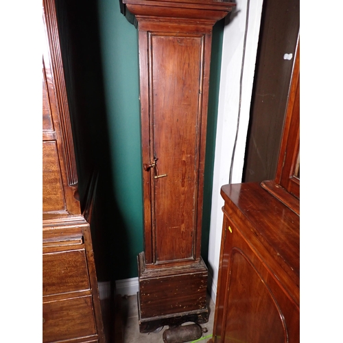 240 - A pine cased cottage Longcase Clock with engraved square brass dial inscribed Evan Williams, Neath, ... 