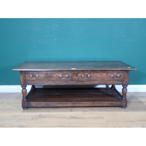 27 - An oak Coffee Table fitted two drawers, 1ft 6