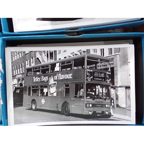 293 - Two boxes of postcards and Photographs relating to Buses and Trains