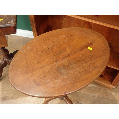 315 - A 19th Century mahogany oval Pillar Table, a walnut Work Table A/F and a modern pne open Bookcase