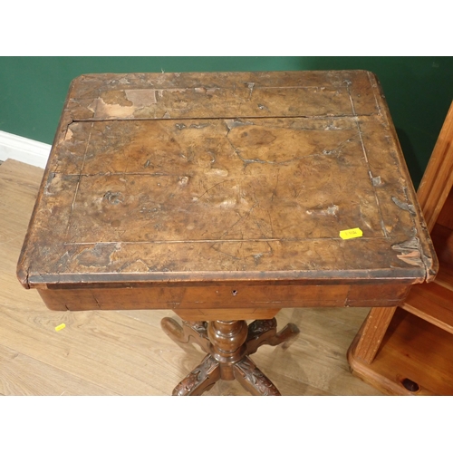 315 - A 19th Century mahogany oval Pillar Table, a walnut Work Table A/F and a modern pne open Bookcase