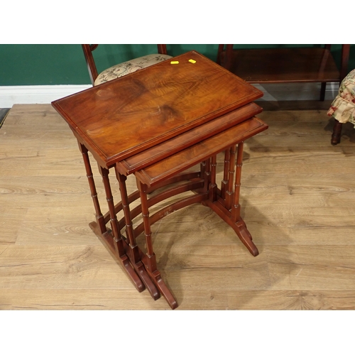 321 - ***WITHDRAWN***A pair of mahogany Chairs with inlaid decorations, two Nests of Tables, and a two tie... 