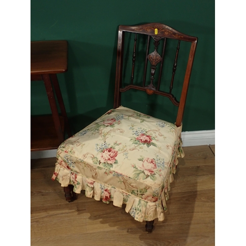 321 - ***WITHDRAWN***A pair of mahogany Chairs with inlaid decorations, two Nests of Tables, and a two tie... 