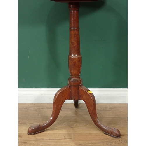 324 - A 19th Century fruitwood Pillar Table with turned column and tripod base, 1ft 9in diam. A/F