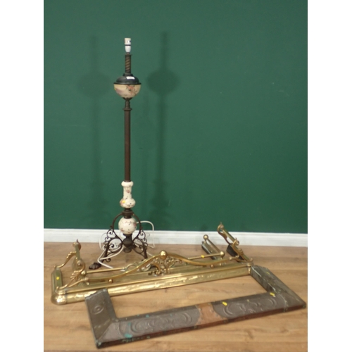 344 - An brass and ceramic Standard Lamp, (Failed PAT Test) converted to electricity, an Art Nouveau coppe... 