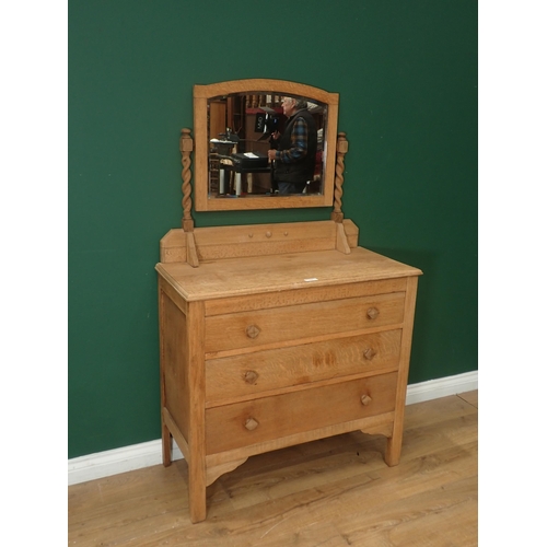 349 - A light oak Dressing Chest fitted three long drawers, 4ft 11