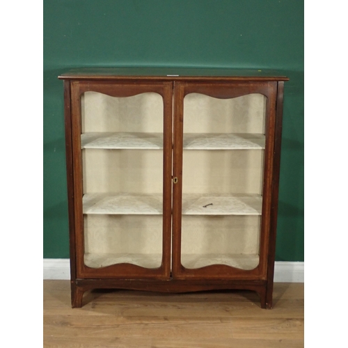 35 - An Edwardian mahogany glazed cabinet with two doors, 3ft W x 3ft 4in H