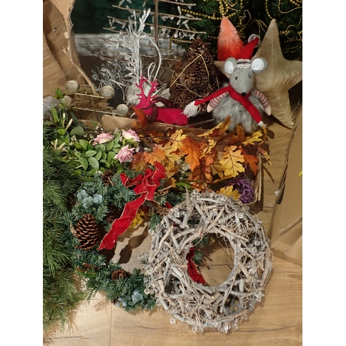 352 - A quantity of Christmas Decorations including, Tree, Wreaths, Lights, etc.