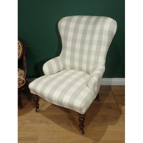 361 - Two French style cane seated and backed Bedroom Chairs, a modern upholstered Easy Chair and another ... 