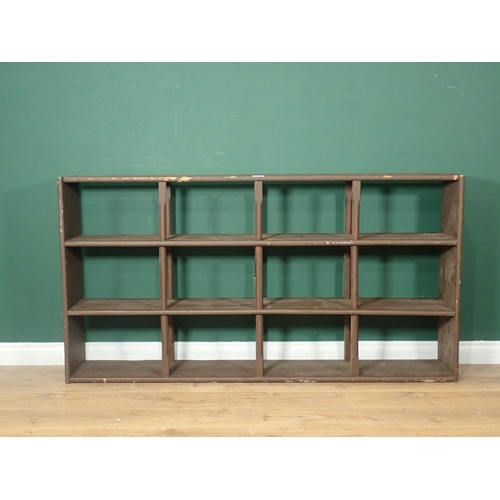 364 - A painted pine set of Wall Shelves with carved central supports, 5ft 2