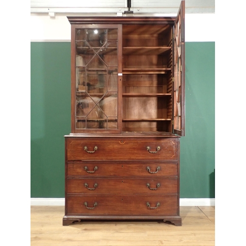 367 - A Georgian mahogany Secretaire Bookcase, with a pair of astragal glazed doors enclosing adjustable s... 