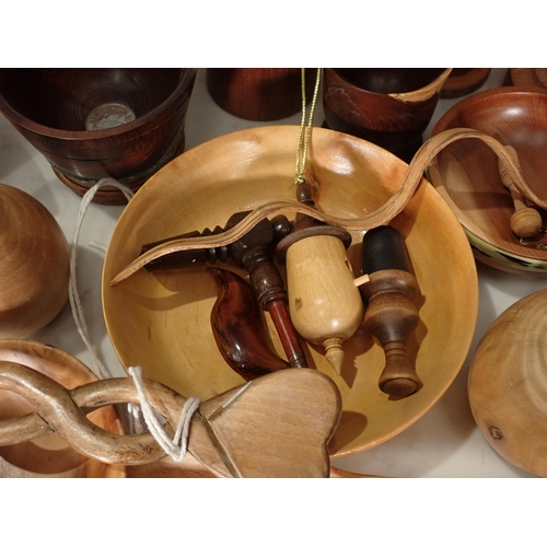 377 - A quantity of turned wooden items, barrel Taps, a Meerschaum Pipe, a Clay Pipe, etc